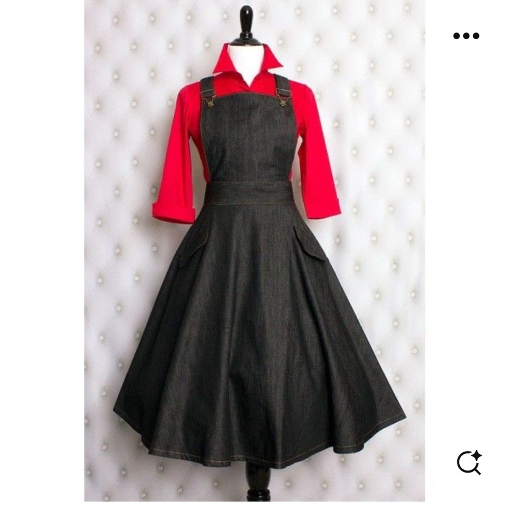 pinup TOBS thread & mitre collection 2X denim overall dress